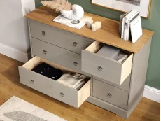 Core Products Core Corona Compact Grey and Pine 3+3 Drawer Wide Chest of Drawers