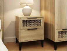 GFW GFW Ezra 2 Drawer Oak Wooden Bedside Table