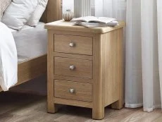 Julian Bowen Clearance - Julian Bowen Memphis Limed Oak 3 Drawer Bedside Table