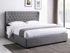Kyoto Clearance - Kyoto Kensington 6ft Super King Size Grey Fabric Ottoman Bed