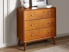 Julian Bowen Clearance - Julian Bowen Lowry Cherry Ash 3 Drawer Chest of Drawers