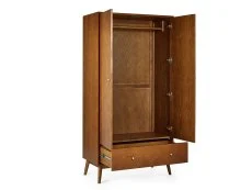 Julian Bowen Clearance - Julian Bowen Lowry Cherry Ash 2 Door 1 Drawer Wardrobe