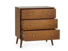 Julian Bowen Clearance - Julian Bowen Lowry Cherry Ash 3 Drawer Chest of Drawers
