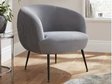 GFW GFW Kamilah Grey Pleated Velvet Fabric Accent Chair