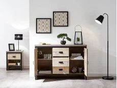 GFW GFW Boston Oak Wooden 2 Door 3 Drawer Sideboard