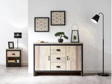 GFW GFW Boston Oak Wooden 2 Door 3 Drawer Sideboard