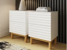 GFW GFW Karla White Ribbed Pair of 2 Drawer Bedside Tables
