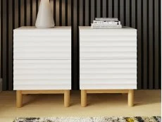 GFW GFW Karla White Ribbed Pair of 2 Drawer Bedside Tables
