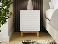 GFW GFW Karla White Ribbed 2 Drawer Bedside Table