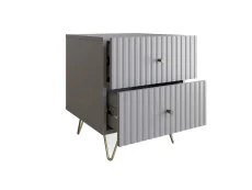 GFW GFW Thalia Grey Ribbed Pair of 2 Drawer Bedside Tables