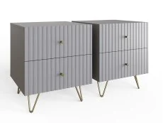 GFW GFW Thalia Grey Ribbed Pair of 2 Drawer Bedside Tables