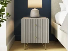 GFW GFW Thalia Grey Ribbed 2 Drawer Bedside Table