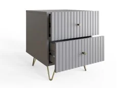 GFW GFW Thalia Grey Ribbed 2 Drawer Bedside Table