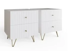 GFW GFW Thalia White Ribbed Pair of 2 Drawer Bedside Tables