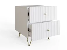 GFW GFW Thalia White Ribbed 2 Drawer Bedside Table