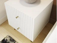 GFW GFW Thalia White Ribbed 2 Drawer Bedside Table