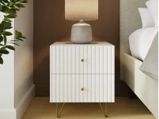 GFW GFW Thalia White Ribbed 2 Drawer Bedside Table