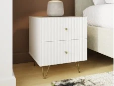 GFW GFW Thalia White Ribbed 2 Drawer Bedside Table