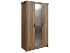 GFW GFW Boston Knotty Oak Mirrored 3 Door Wardrobe