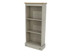 Core Core Corona Grey and Waxed Pine Low Narrow Bookcase