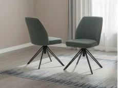 Core Core Aspen Set of 2 Green Cord Fabric Swivel Dining Chair