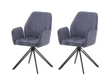 Core Core Aspen Set of 2 Grey Fabric Swivel Dining Armchair