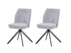 Core Core Aspen Set of 2 Light Grey Cord Fabric Swivel Dining Chair