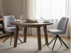 Core Core Aspen Set of 2 Light Grey Cord Fabric Swivel Dining Chair