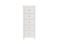 Core Core Nairn 5 Drawer White Narrow Chest of Drawers