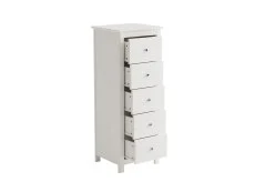 Core Core Nairn 5 Drawer White Narrow Chest of Drawers