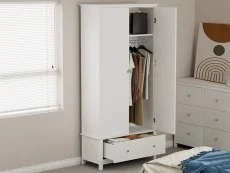 Core Core Nairn White 2 Door 1 Drawer Wardrobe