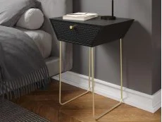 Core Core Apollo 1 Drawer Black Metal Bedside Table