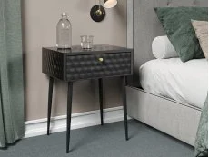 Core Core Saturn 1 Drawer Black Metal Bedside Table