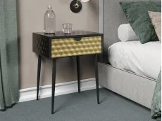 Core Core Jupiter 1 Drawer Gold Metal Bedside Table