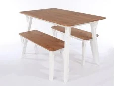 Core Core Corona White Small Dining Table and 2 Bench Set