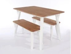 Core Core Corona White Large Dining Table and 2 Bench Set