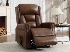 ASC ASC Turin Dual Motor Chestnut Brown Leather Riser Recliner Chair