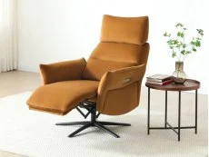 Kyoto Kyoto Austin Ochre Velvet Fabric Power Recliner Chair