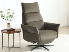 Kyoto Kyoto Austin Washed Olive Velvet Fabric Power Recliner Chair