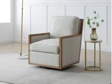 Kyoto Kyoto Beatrice Cream Linen Fabric Swivel Chair