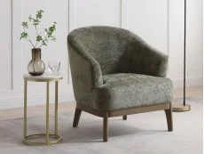 Kyoto Kyoto Ella Distressed Olive Chenille Accent Chair