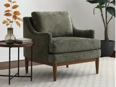 Kyoto Briar Olive Chenille Fabric Accent Chair