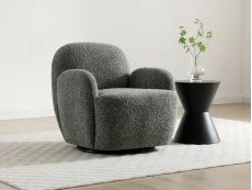 Kyoto Kyoto Micky Olive Textured Boucle Fabric Swivel Chair