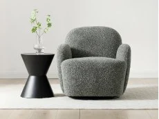 Kyoto Micky Olive Textured Boucle Fabric Swivel Chair Kyoto Micky Olive Textured Boucle Fabric Swivel Chair