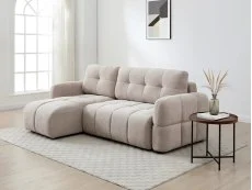 Kyoto Kyoto Morgan Taupe Chenille Fabric Corner Sofa Bed