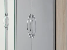 Seconique Seconique Nevada Grey Gloss and Oak 4 Door 2 Drawer Mirrored Wardrobe