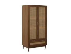 Birlea Birlea Croxley Rattan and Walnut 2 Door 1 Drawer Wardrobe