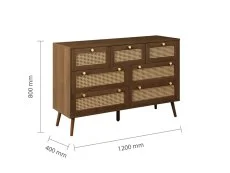 Birlea Birlea Croxley Rattan and Walnut 7 Drawer Chest of Drawers