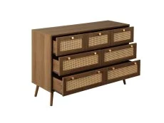 Birlea Birlea Croxley Rattan and Walnut 7 Drawer Chest of Drawers