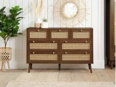 Birlea Birlea Croxley Rattan and Walnut 7 Drawer Chest of Drawers